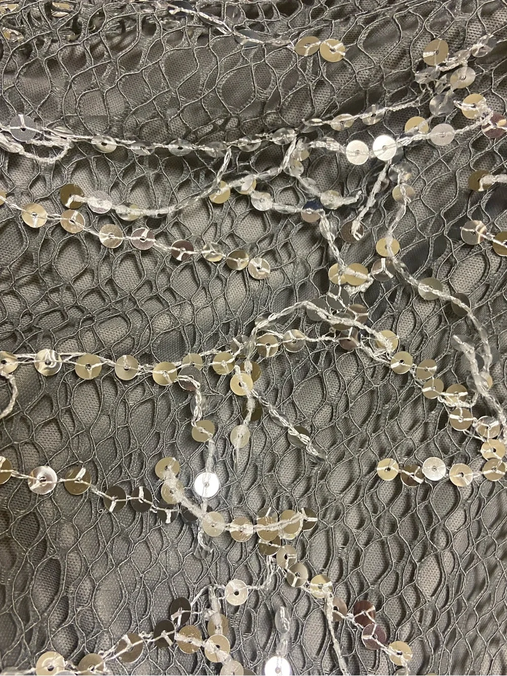 Pretty Little Thing Silver Sequin Tassel Mesh Micro Mini Skirt Size 12 Party - Picture 4 of 11